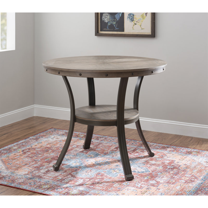 Luker 42" Round Wood Counter Height Table, Gray