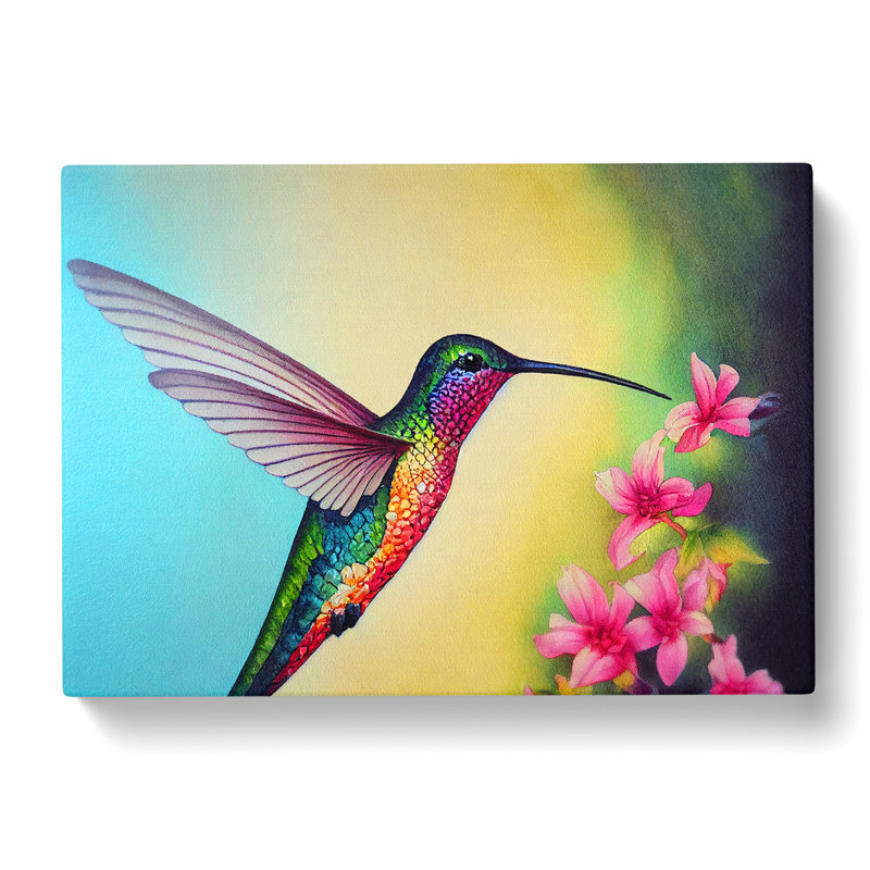 Hummingbird Watercolour Vol.5 - Wrapped Canvas, 35cm H x 50cm W x 3cm D