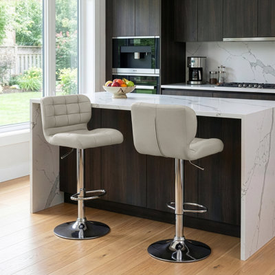 Kacey-Jean Swivel Upholstered Faux Leather Adjustable Height Counter Stool with Iron Frame