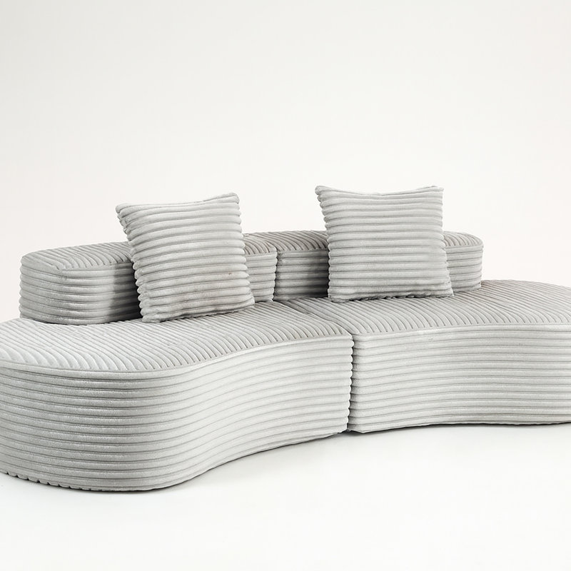 Siège à 2 places comprimé gris fumé avec velours côtelé doux, all-design, look moderne, sans assemblage, éponge à haute densité et coussins décoratifs, revêtement, structure, rembourrage pour un confort optimal