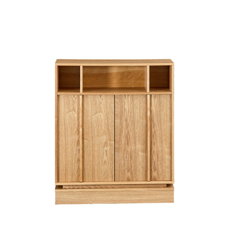 32" Sideboard Buffet Cabinet With Storage, Natural Wood
