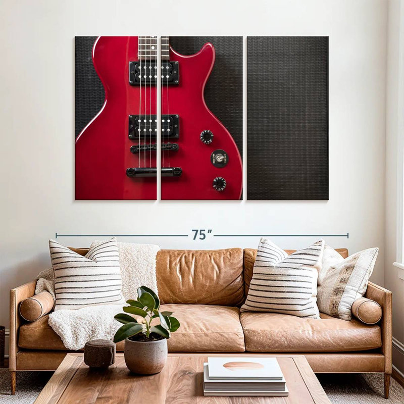 Abarca Shiny Red Electric Guitar, 42" H x 65" W