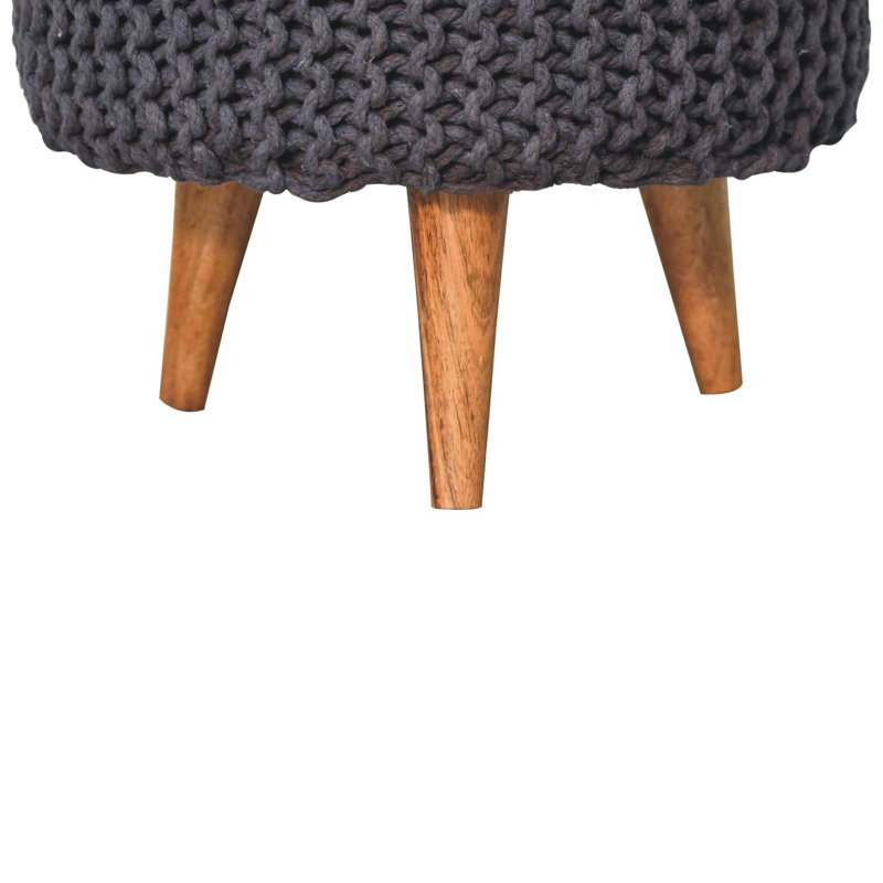 Saylorville 40cm Wide Round Solid Colour Footstool Ottoman, Grey