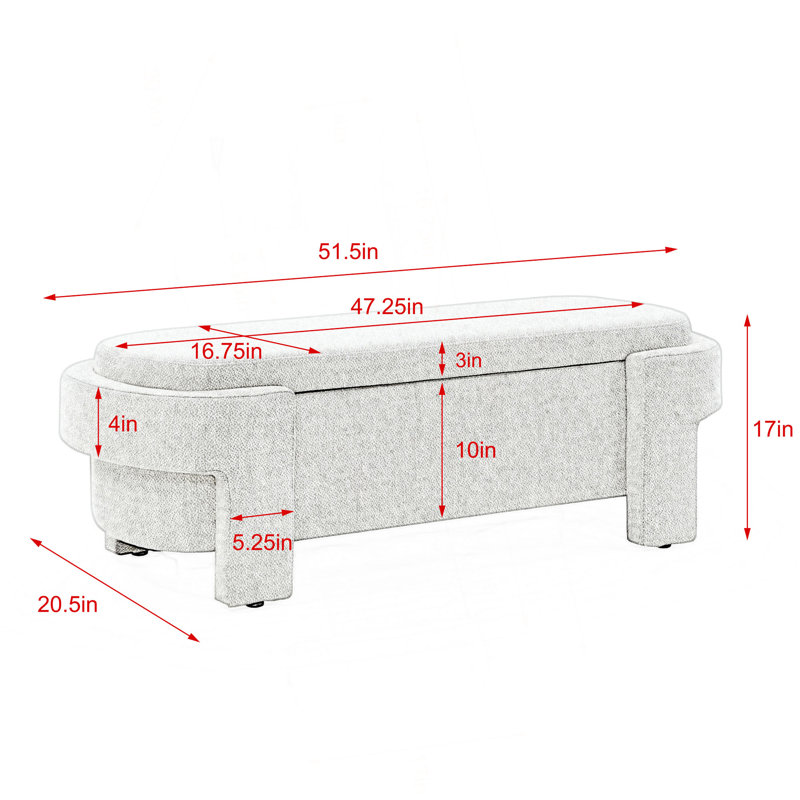 Cineus Oval Fabric Upholstered Storage Ottoman, Yellow