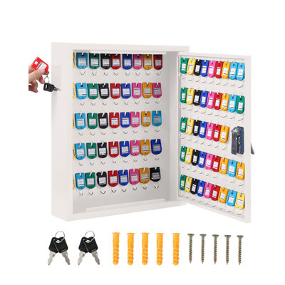 Heavy Duty Wall Mount Key Storage Cabinet – Secure Lock Box with 88 Key Hooks, Color Coding Tags & Drop Slot – Large Capacity Organizer for Office, Hotel, Car, Property Management
