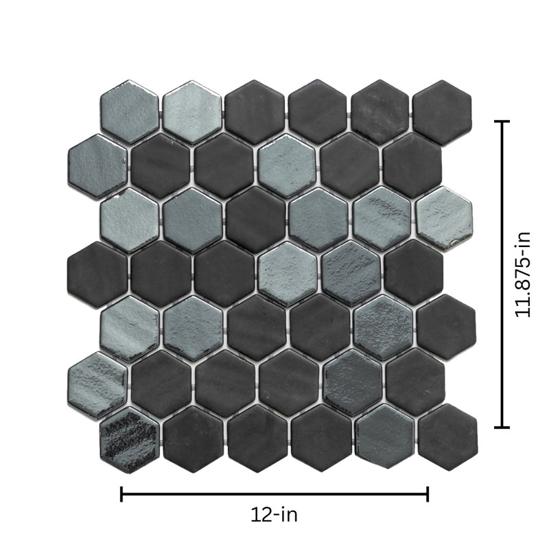 15" X 12" Glass Mosaic Wall and Floor Tile, Blue