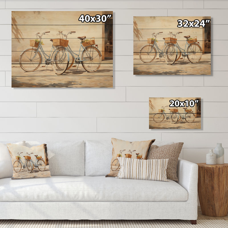 Vélo «Peaceful Rides I» sur bois, H 10 po x l 20 po x P 0,78 po