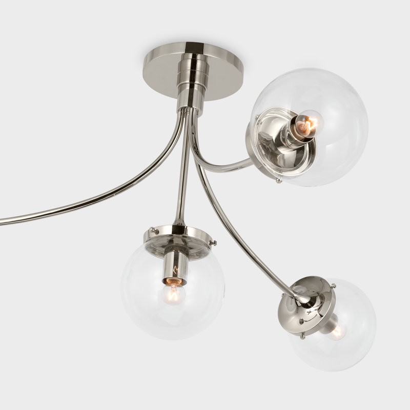 Prescott 4 - Light Semi Flush Mount, Clear, Polished Nickel
