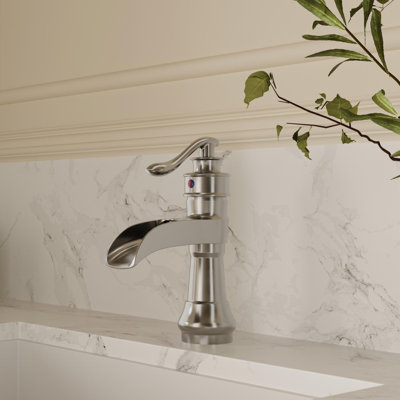 Deluge Waterfall Brushed Nickel Single Hole, Single Handle With Deck Plate