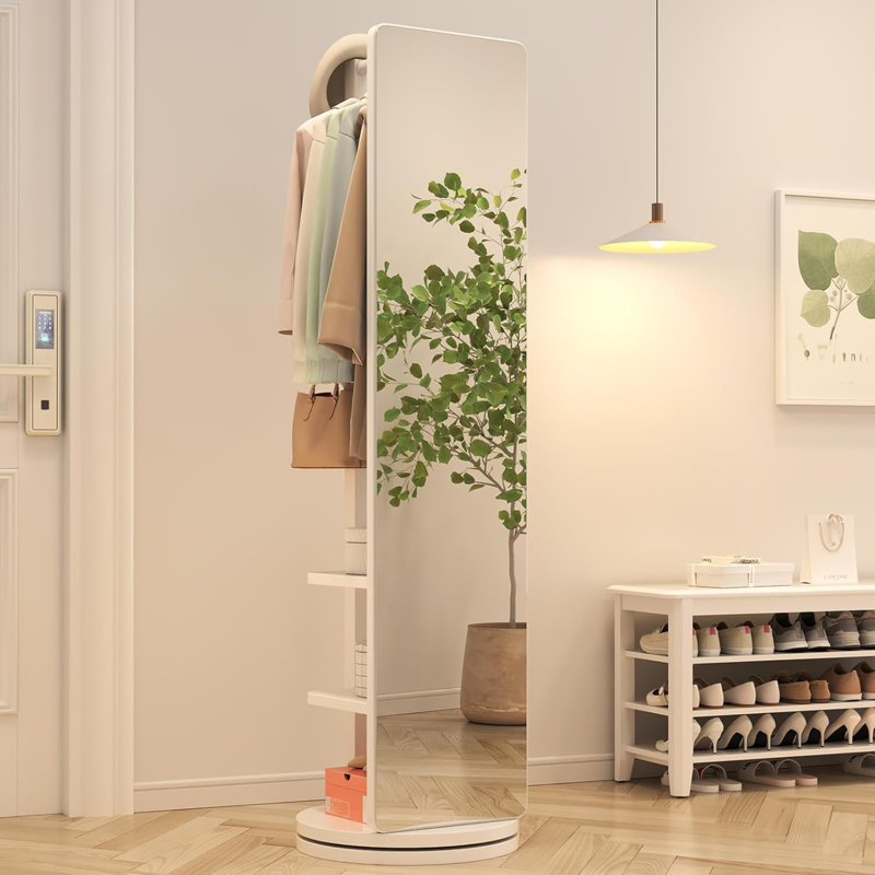 Full-length mirror, rubber wood + mirror, 68.8 x 19.6 inches (mirror width: 15.7 inches) large full-length mirror, easy to dress, organize and place in the bedroom/living room/office/cloakroom