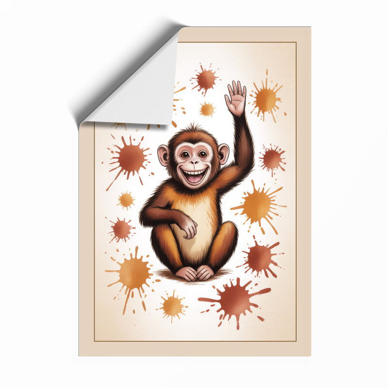 Cheerful Chimp and Viruses Modern - Framed Print, Unframed, A2 - 59.4 x 42.0 cm