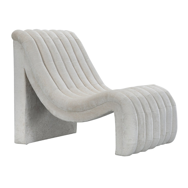 Chaise Chichi en chenille martelée, Mélange de polyester gris clair