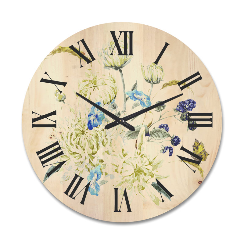 Horloge murale Bouquet with Chrysanthemums II, Très grand