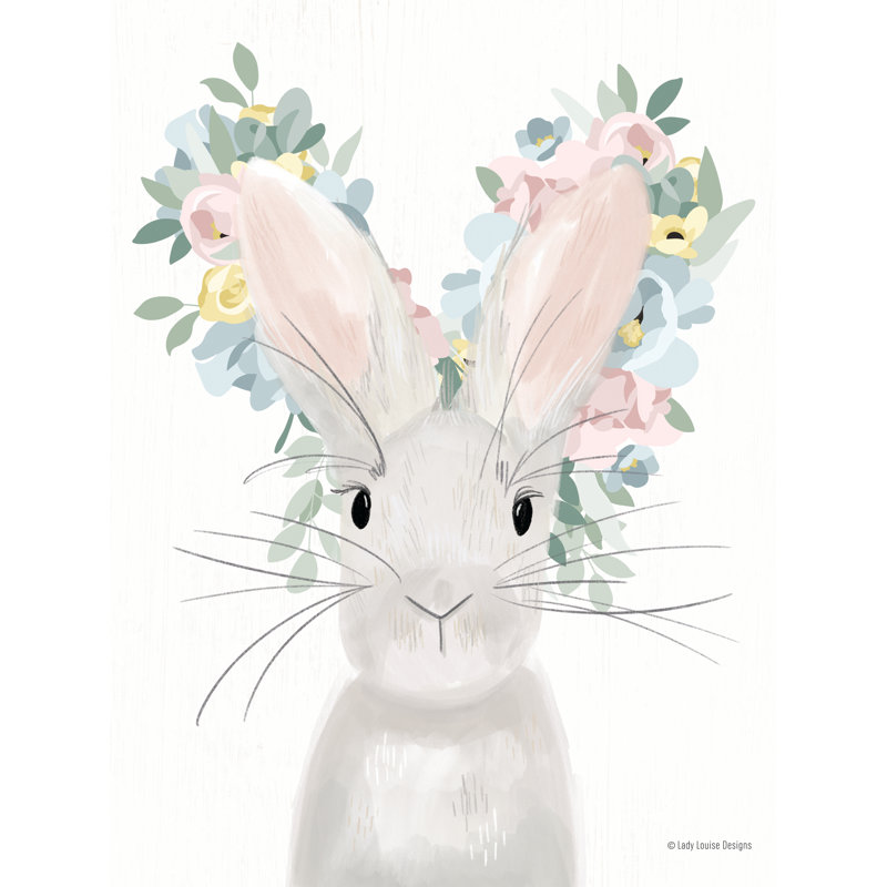 Lapin floral par Lady Louise Designs, H 48 po x l 32 po