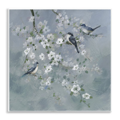 Serene Birds on White Blooms Wall Plaque, design by Nan