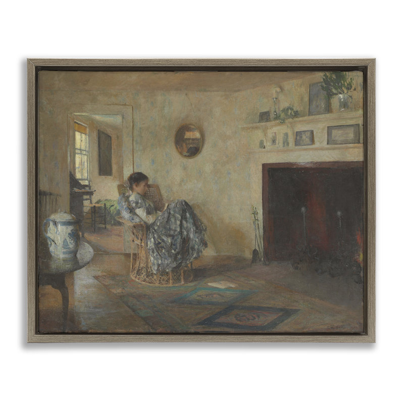 Art mural classique sur toile flottante, "Rainy Day Girl" par one1000paintings, Cadre flottant orme Montalcino