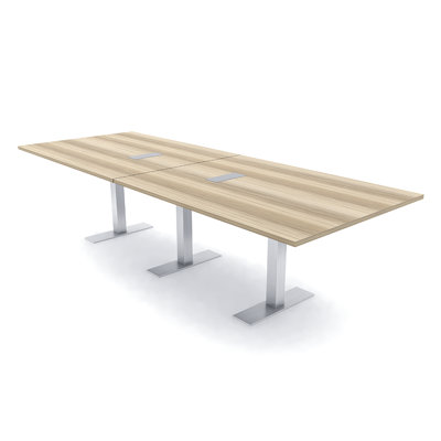 Table de conférence rectangulaire avec base en T en métal | Unité électrique