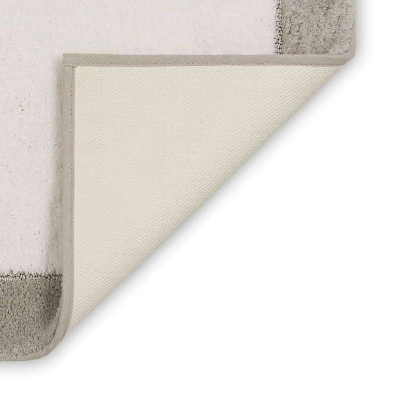 Counterpoint Casual Geometric Knitted Machine Washable Bath Mat, Flint/White, 20" W x 34" L