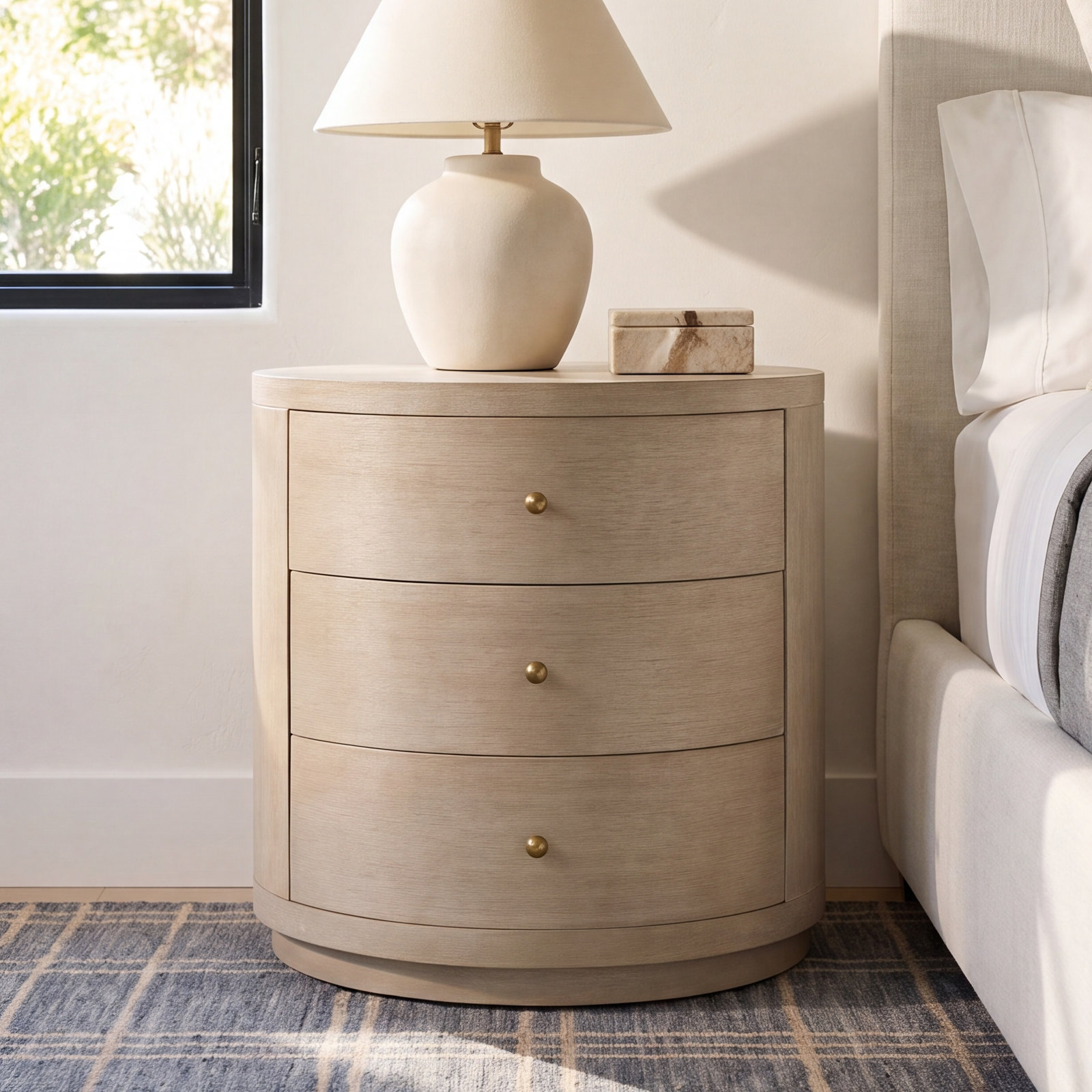 Celine 3-Drawer End Table, Antique Taupe