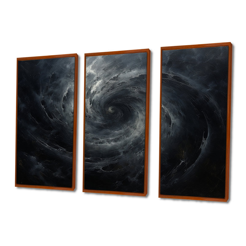 «Black Hole Quiet Quasar», ensemble d'art mural sur toile à spirales abstraites, H 28 po x l 36 po x P 1 po