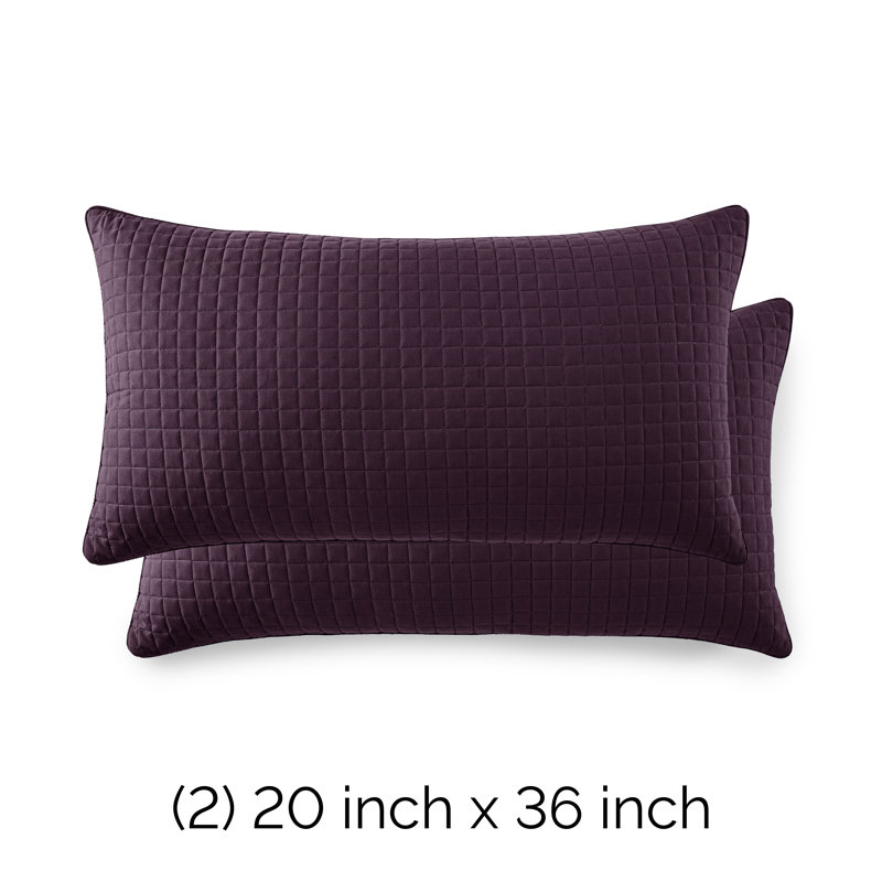 Ensemble de 2 taies décoratives matelassées en microfibre à bordure carrée et à bords passepoilés Southano, H 20 po x l 36 po