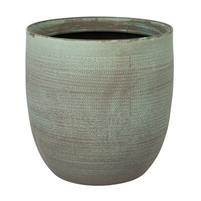 Matte Aqua Green Textured Stoneware Planter