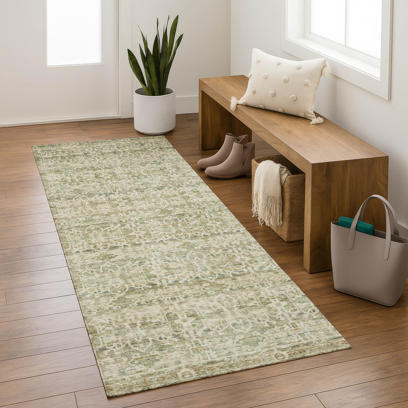 Premium Machine Washable Mayfield AMF2152 Striped Rug, Runner 2'3" x 7'6" , Sage