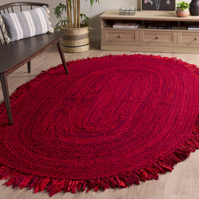 Brookes Hand-Braided Cotton Red Area Rug