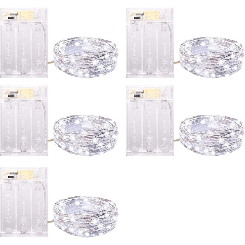 Fairy Lights Battery Operated, 5 Pack 20 LED String Lights With Timer, Waterproof Christmas Fairy Light For Bedroom Party Decorations