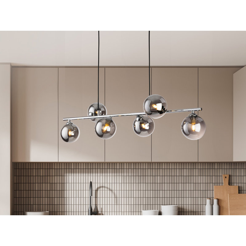 6 - Light Sputnik Pendant, Chrome, Grey