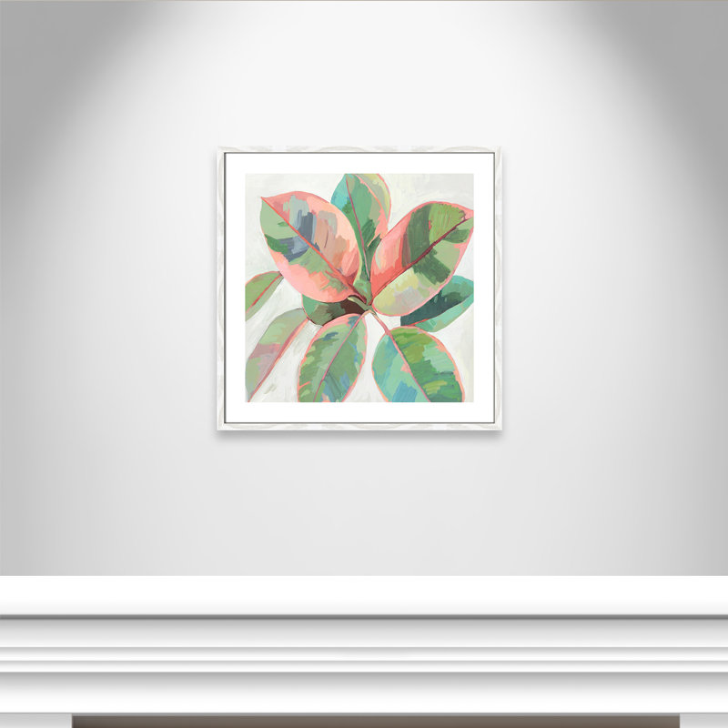 «Pink Ficus II», reproduction d'art, H 28,75 po x l 28,75 po x P 0,75 po, Papier avec cadre en bois blanc