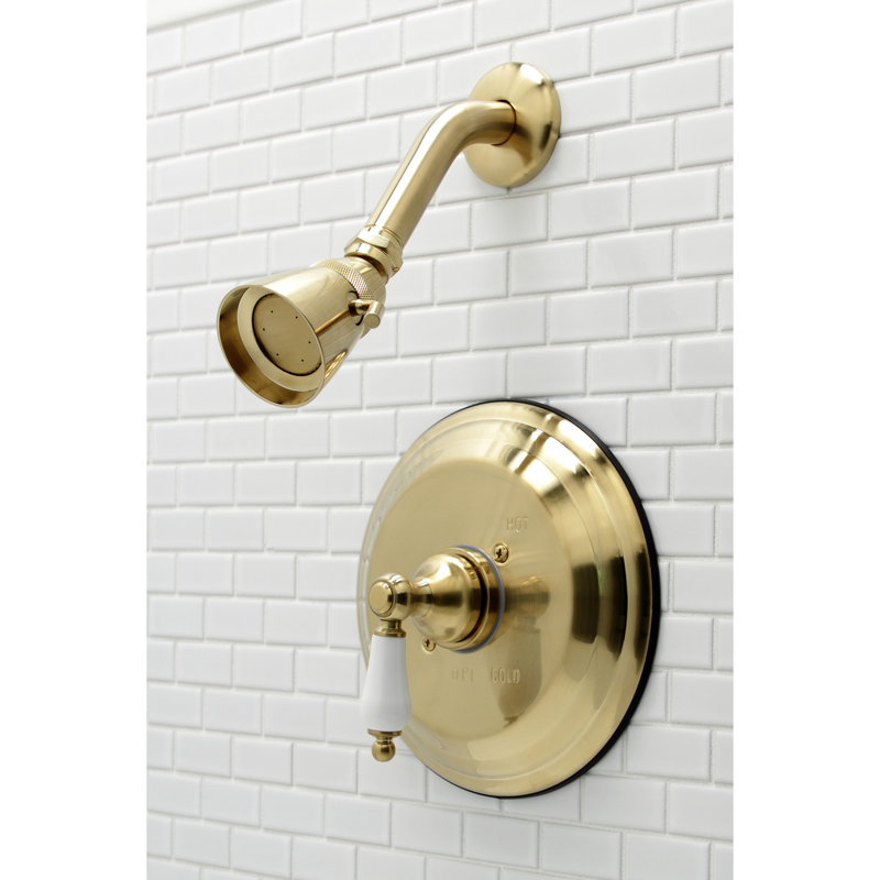Robinet de douche rétro avec valve brute, Laiton brossé