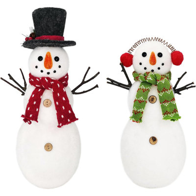 Ensemble de 2 décorations de Noël bonhomme de neige 14,4 po Nature Vibe