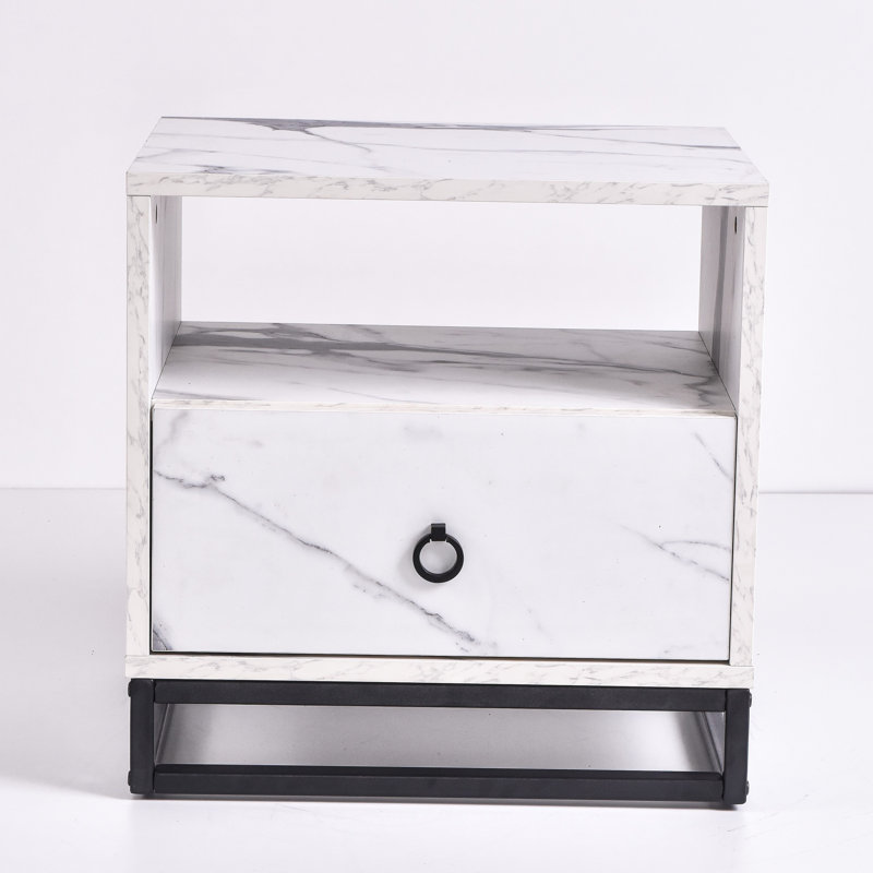 Bluejacket 50.2cm W Particle Board / Chipboard Bedside Table, Marble