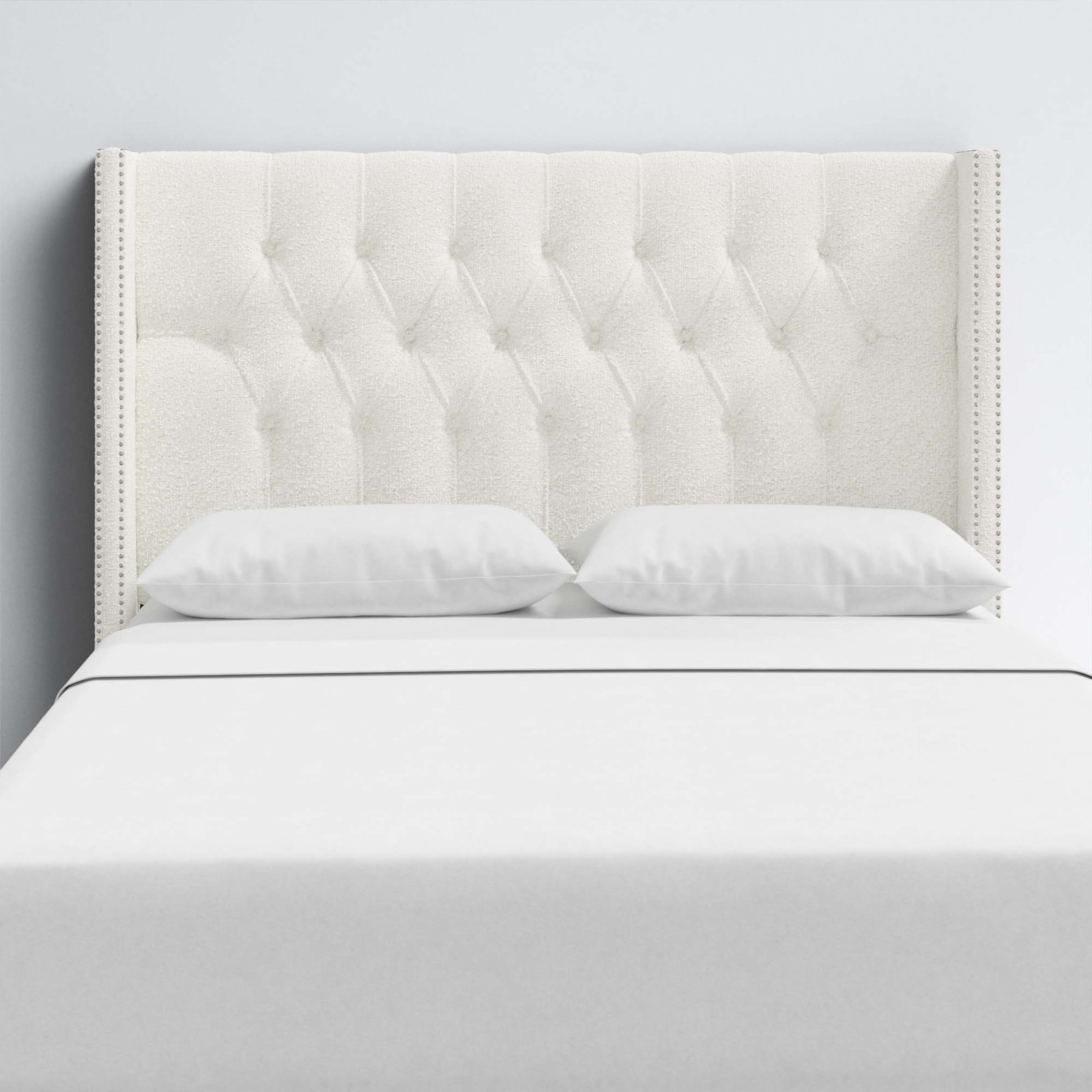 Knighten Upholstered Headboard, Queen, Classic Snow Boucle