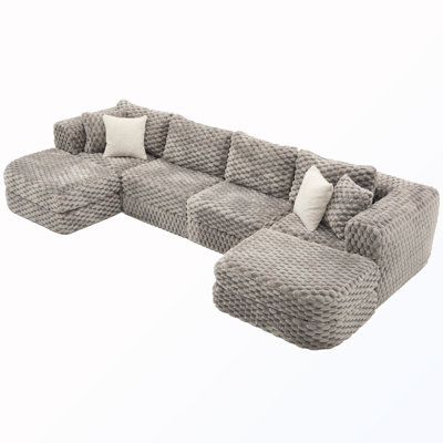 Modular Boneless Sectional Sofa With 2 Movable Ottomans