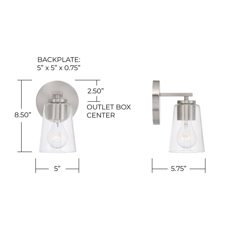 Armed Sconce, Brushed Nickel