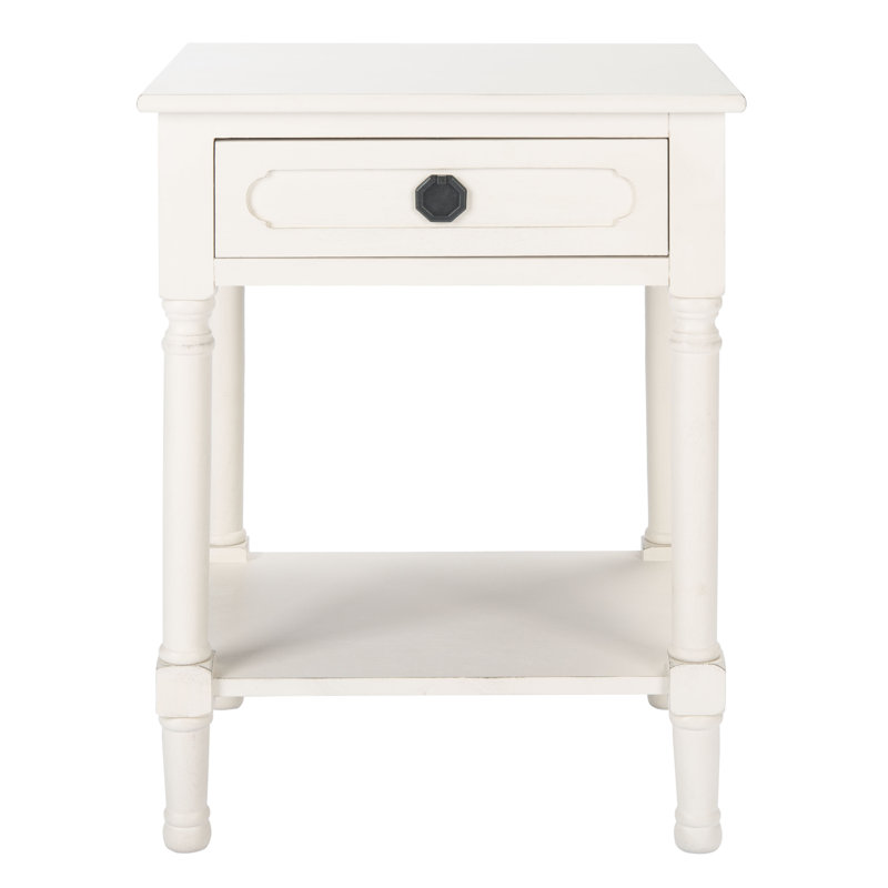 Pagel End Table with Storage, Distressed White