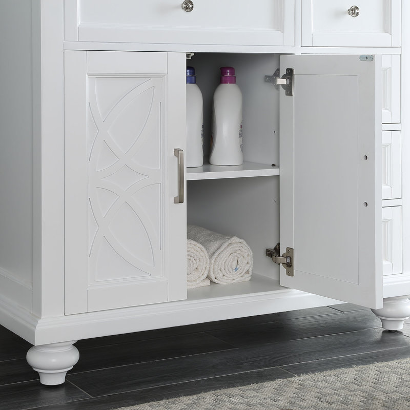 Conjetta 38"W x 22"D Bath Vanity with Marble Vanity Top and Basin, White