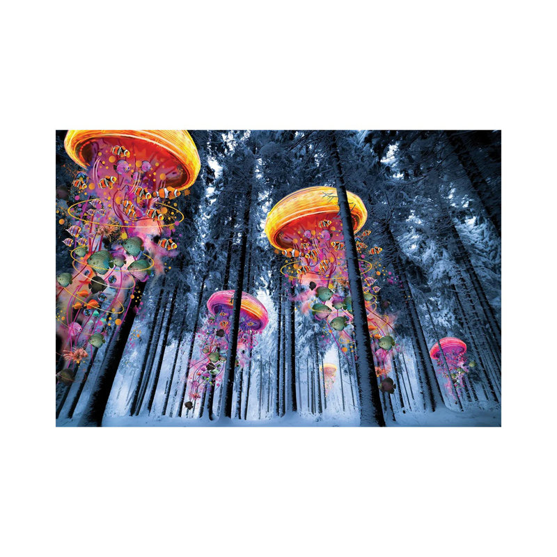 Forest Of Electric Jellyfish Winter by David Loblaw - Wrapped Canvas Print, 20.32 cm H x 30.48 cm W