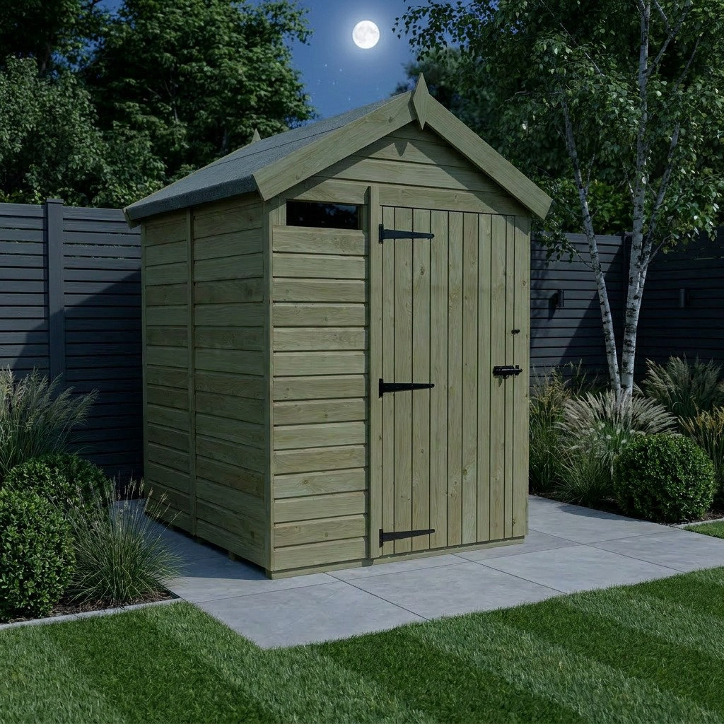 Total Sheds 5ft x 5ft Security Apex Shed - Heavy-Duty Hasp Staple Anti-Tamper - Pressure Treated Timber - UK Manufactured