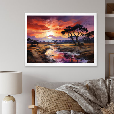 Coucher de soleil africain sur un Serengeti sur toile