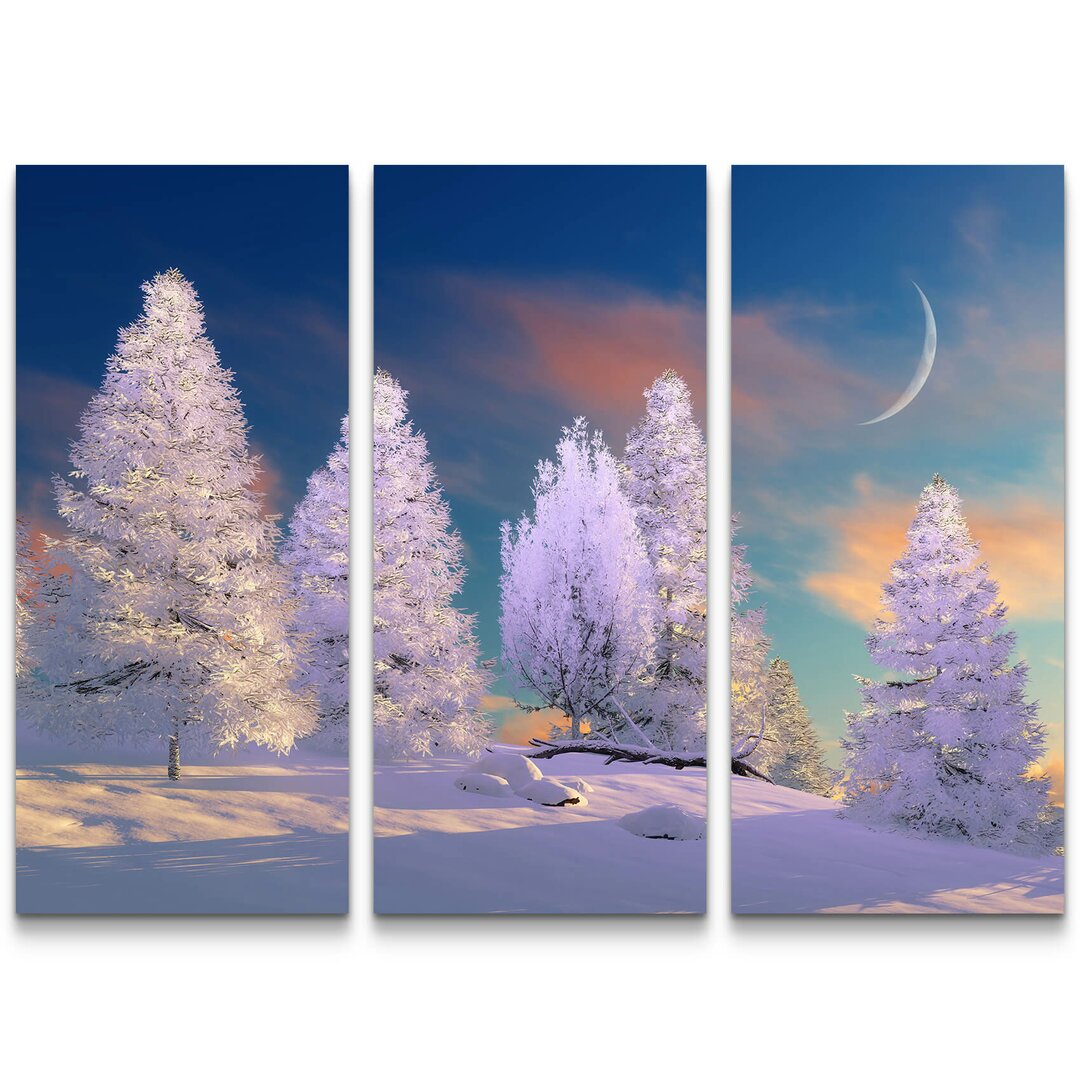 3-tlg. Leinwandbilder-Set Märchenhafte Winterlandschaft