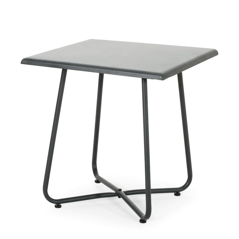 Grey 18.39" End Table With A Steel Base And Complementing Design Side Iron Construction Modern Style, Gray