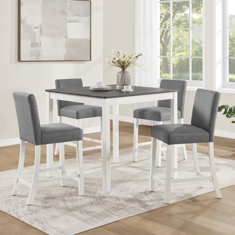 Ensemble de table 5 pièces à hauteur de comptoir avec 4 chaises, conception peu encombrante pour les espaces repas compacts