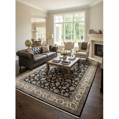 Black Traditional 10X14 Handmade Oriental Area Rug