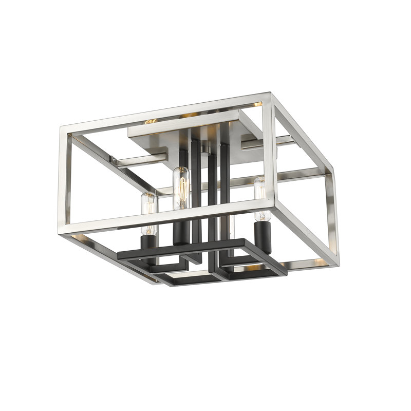 Bedsworth Steel Flush Mount, Brushed Nickel/Black