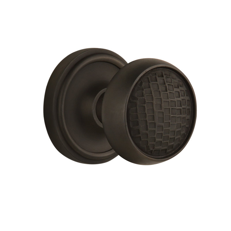 Bouton de porte de mortaise intérieure avec rosette classique artisan, Bronze frotté à l'huile