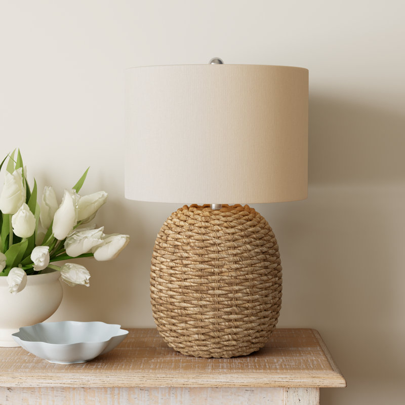 Moby Wicker/Rattan, Metal Table Lamp