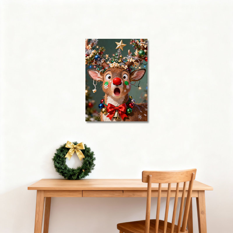 Toile, art mural, décor de renne, H 18 po x l 12 po
